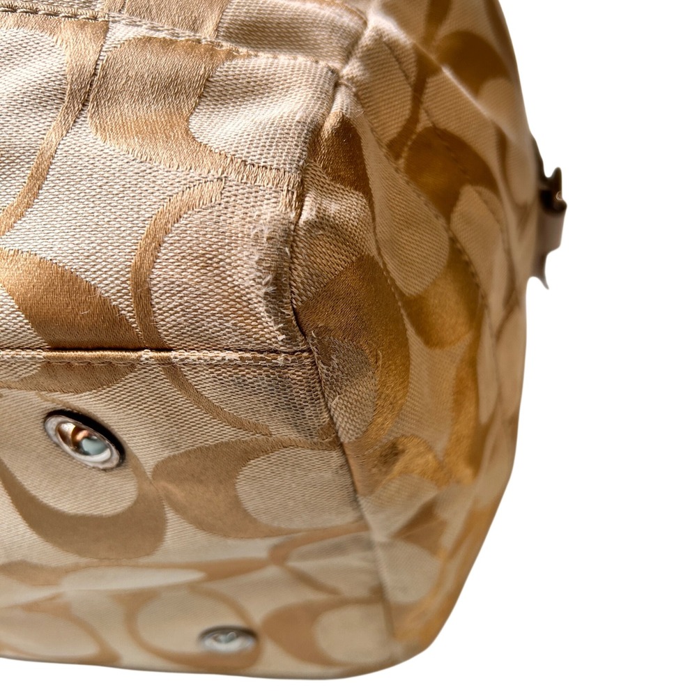 Coach Duffle Bag Large Gold Khaki Signature Jacquard Weekender Travel Bag - Picture 8 of 16